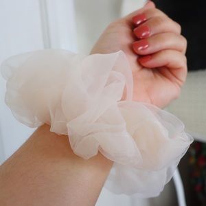 Oversized Chiffon Scrunchie in Off White
